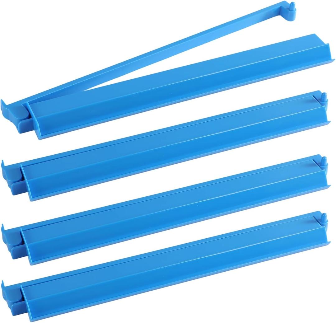 Wiooffen 4Pcs Mahjong All-in-One Racks with Pushers, Acrylic American Majiang Tile Holder, Modern Mah Jong Game Rack with Built-in Pushers, Easy Portable American Mahjong Accessories and Gifts(Blue)