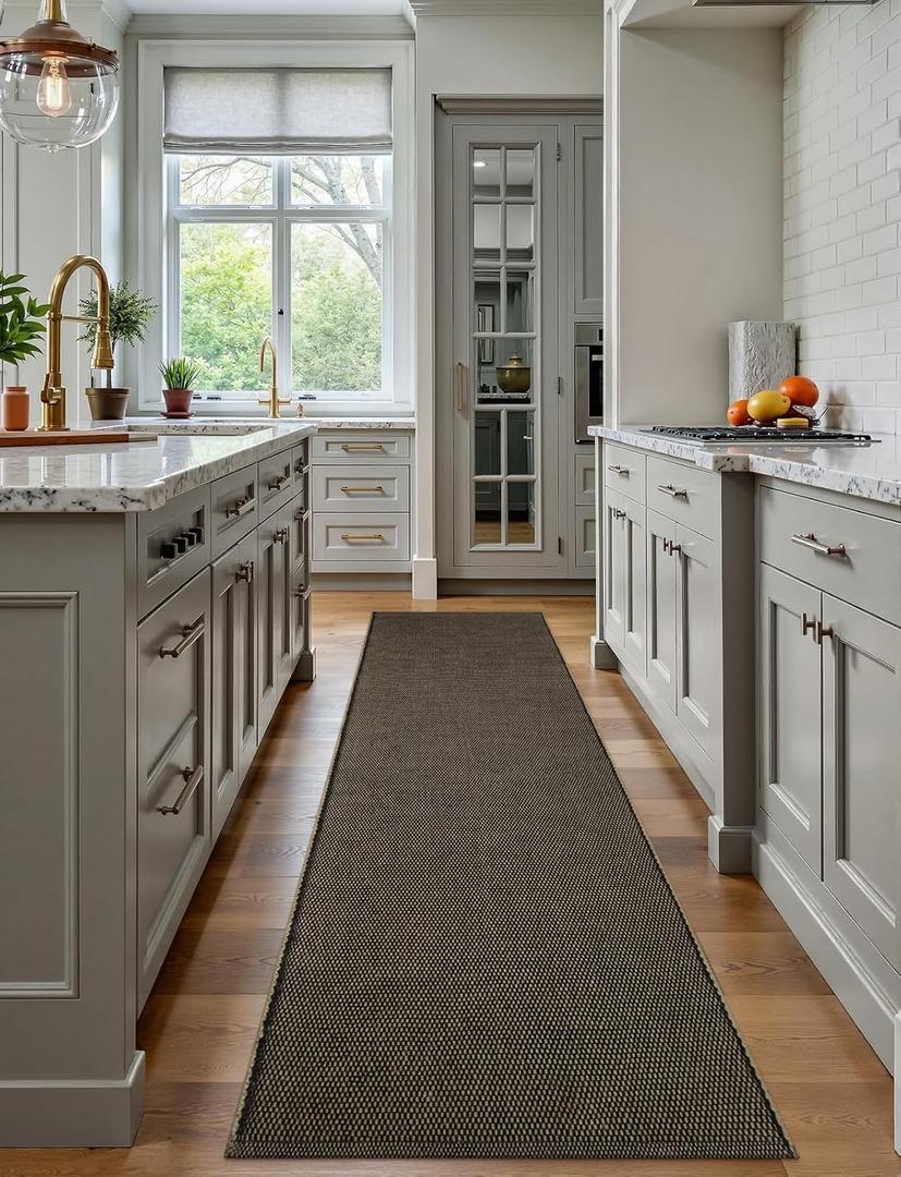 Moynesa Easy Jute Rug Runners for Hallways 8ft - Black 2x8 Natural Fiber Runner Rugs for Bedroom Farmhouse Kitchen Runner Rug, Hand Woven Sisal Carpet Runner for Entryway Indoor Outdoor, Black 