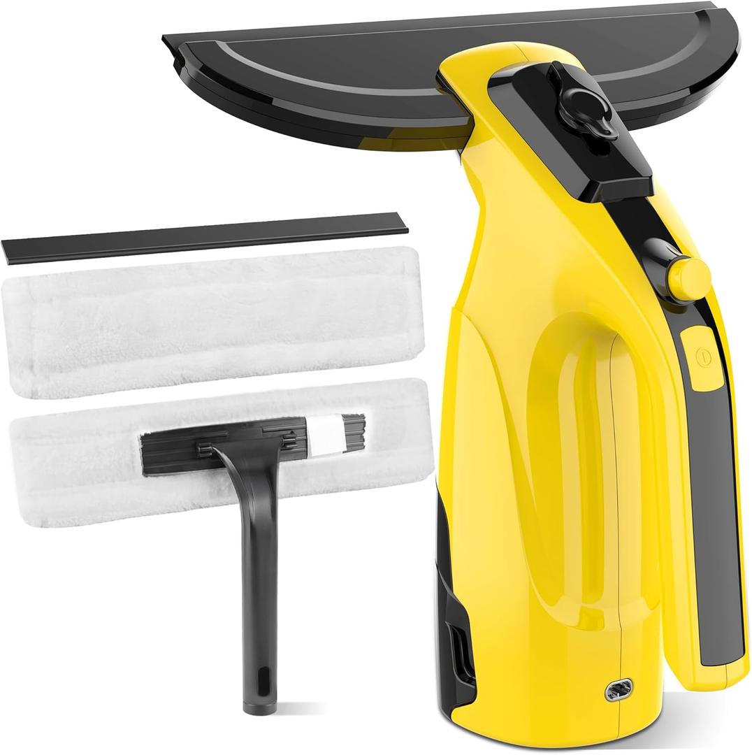 Rechargeable Window Vac, Window Vacuum Cleaner Set, Cordless Vacuum Squeegee with Built-in Spray Bottle, Electric Glass Cleaning Tool for Windows, Tiles, Mirrors, 200ml Water Tank