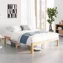 14 Inch High Bamboo Wood Full Size Bed Frame Platform, Metal Slat Support Bed Frame Full Size, No Box Spring Needed, Easy Assembly, Noise Free, Reinforced