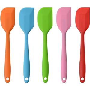 Silicone Spatulas, 8.5 inch Small Rubber Spatula Seamless One Piece Design Heat Resistant Non-Stick Flexible Scrapers Baking Mixing Tool (5 Pieces)