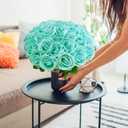 72 Pcs Artificial Roses Turquoise Fake Silk Roses Realistic Roses Faux Flower Indoor Wedding Home Decor, Birthday Decorations