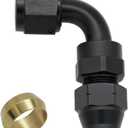 90 Degree 8AN Female Flare to 1/2" (12.7mm) OD Fuel Hardline Tube Adapter Fitting Aluminum Black