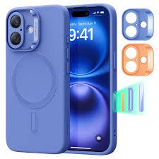 ESR for iPhone 16 Case, Camera Control Button Silicone Case with Stand, Compatible with MagSafe, Built-in Camera Stash Stand, Magnetic Phone Case, Cloud Series, Ultramarine