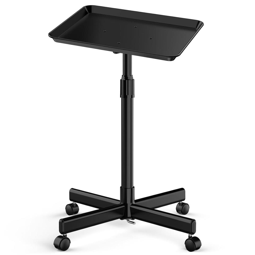 Salon Tray on Wheels, Premium Aluminum Tattoo Tray Rolling Tray, Adjustable Salon Service Rolling Trolley Cart for Clinic Spa(36inch-Black)