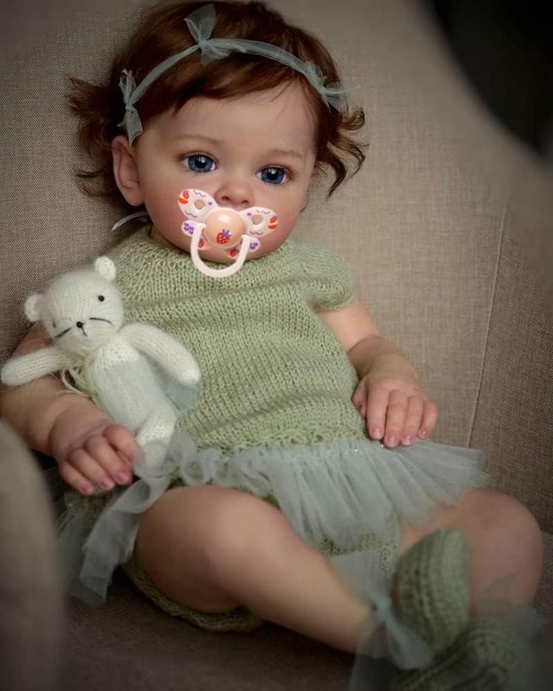 Reborn Baby Dolls Boy Girl 24 Inch 60cm Realistic Silicone Reborn Toddler Doll Real Size Soft Body Weighted Baby Doll Closed Mouth Newborn Toddler Toy Gifts (2067 Green Girl)