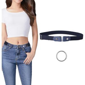 AZY No Buckle Elastic Belt for Women, Invisible Stretch Belt for Jeans and Pants, Buckle-Free Flat Belt No Bulge, Easy Bathroom Use, Adjustable Waist Belt