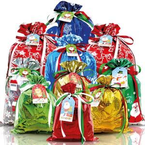 Diamerd 38PC Christmas Gift Bags with Tags & Ribbon Ties, Assorted Sizes for Xmas Holiday Present Wrapping & Festival Party Supplies-Small/Medium/Large