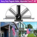 LETSTRY 5FT Flag Pole Kit for Outside House with American Flag & Solar Light,1" Thickened Stainless Steel Wall Mount Flagpole with 180Adjustable Bracket for Residential Outdoor Porch, Black