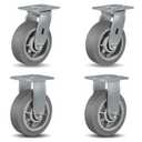 6x2 Heavy Duty Caster Wheels -Industrial Caster Wheels, Rubber Wheels（Flat Tread）- Set of 4 with up to 2800 LB Capacity - Use for Dollies, Workbench (2 Swivel &2 Rigid)