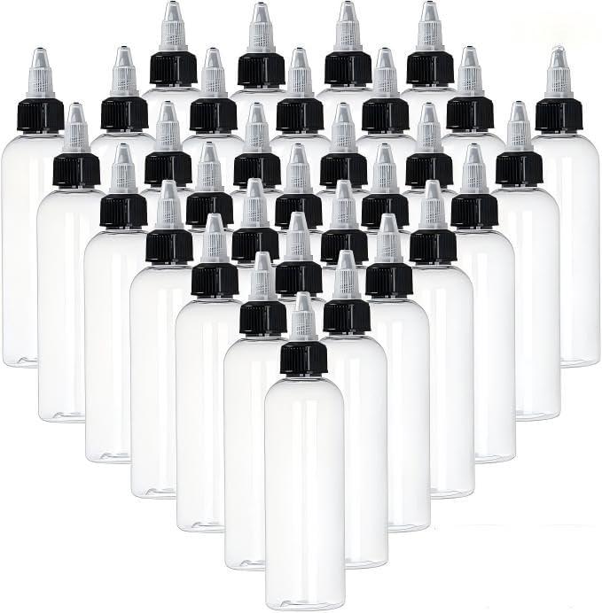 32 Pack 4oz Empty LDPE Plastic Squeeze Dropper Bottles with Twist Cap, Multi-Purpose for Hair Oil, Hot Sauce, Oils, Liquids, Art Crafts, Kitchen and Household Use