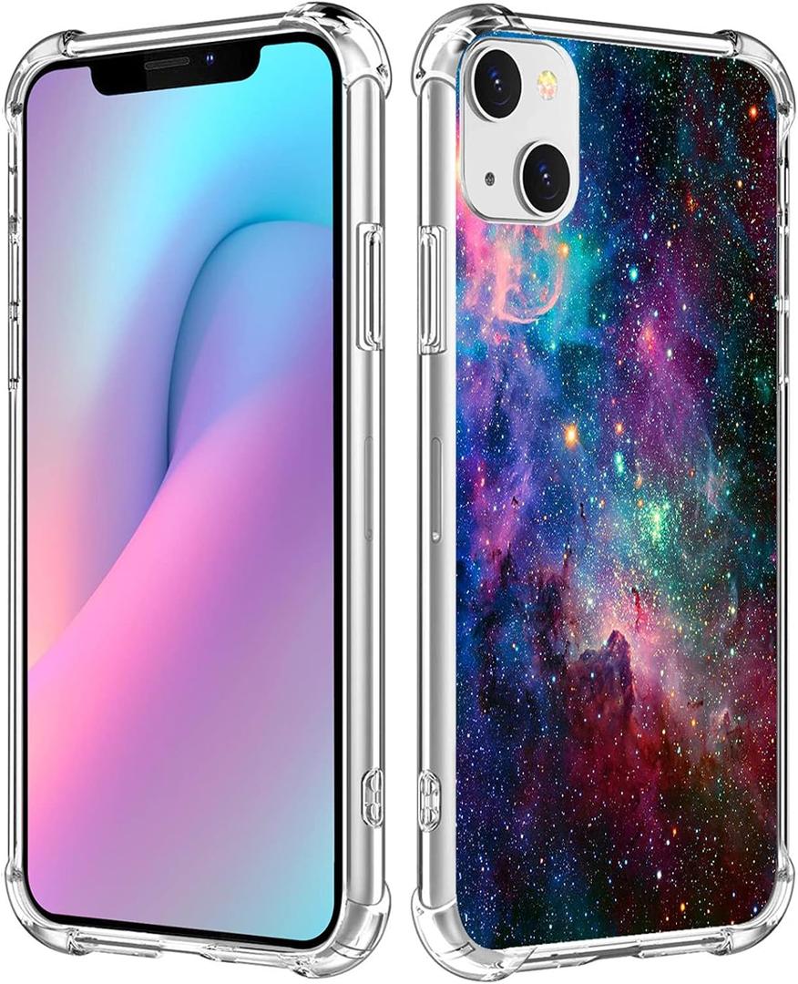 Case Cover Compatible for iPhone 13/14 Amazing Space Galaxy Nebula Scene View Colorful Drop Resistant (TPU Protective Heavy Duty Bumper)