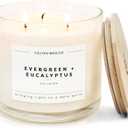 Calyan Wax Co. Evergreen & Eucalyptus 3 Wick Scented Candle - 43 Hour Burn - Luxury 3 Wick Soy Candles - Non Toxic Soy Wax Candles - Long Lasting Large Glass Jar Candle for Home - 14.9oz