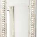 Farmhouse Mirrors for Wall Decor with Beaded Border 24 Inches, Hanging Distressed White Bathroom Mirrors for Vanity, Rustic Wood Framed Rectangular Wall Mirrors Decorative