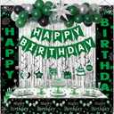 Green Birthday Decorations for Men Boys, Green and Black Party Decorations Happy Birthday Decoration, Happy Bday Banner Balloons Tablecover Fringe Curtain Door Banner, Mens Boy Bday Party Decor