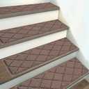 HEBE Carpet Stair Treads Non Slip 15 PCS 8" X 30" Edging Stair Runner for Wooden Steps Indoor Self Adhesive Stair Rugs Runners Reusable Staircase Step Treads Mat for Kids, Elders, Pets