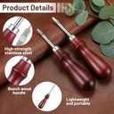 Molain 2 Pcs Leather Edge Skiving Beveler, 2 Pcs U/V Shaped groovers Leather Edge Beveler Tool, Wood Handle Stainless Steel Head Burnisher Leather Working Tools for DIY Craft 1.0mm & 1.5mm (3# + 5#)