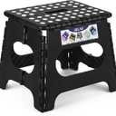 Delxo Folding Step Stool,11 Inch Non-Slip Foldable Step Stools, Portable Foldable Step Stool Lightweight Small Folding Stool with Handle for Kitchen Bathroom in Black, Pack of 1