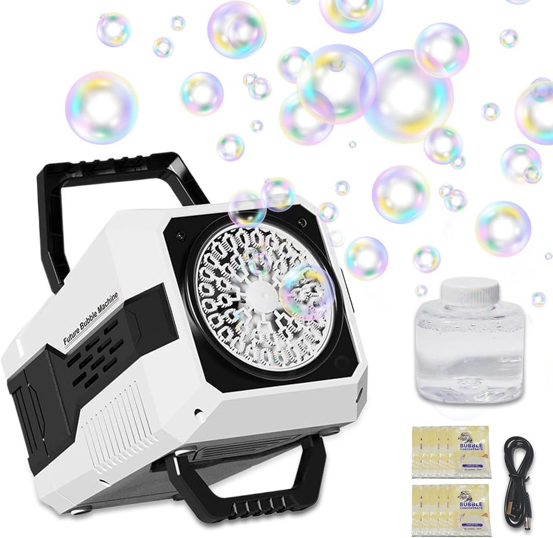 2026 Bubble Blower with LED Lights Automatic Bubble Machine Operated by USB or Battery,for Wedding/Outdoor Party Essential Toy Kids Birthday Gift
