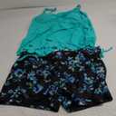Aqua Eve Women Plus Size Tankini Swimsuit Two Piece Flowy Swimdress Bathing Suits with Shorts Aqua and Blue Flower 20W