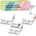 [300 Labels/Roll x 3] 50mm x 30mm Thermal Labels, 1.97''x1.18'' Label Maker Tape Refill, Weatherproof & Tear-Resistant Thermal Stickers Compatible for Phomemo M110, Supvan T50M Pro (White)