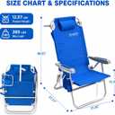 SUNNYFEEL Extra High Back Beach Chair, 5 Position Lay Flat, High Seat Oversized Portable Folding Camping Chair with Cup Holder for Outdoor/Trip, Lightweight Foldable Beach Chair for Adults