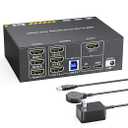 KVM Switch 3 Monitors for 1 Laptop and 1 Desktop 4K@60Hz, USB C HDMI Three Monitor KVM Switch,Docking Station KVM Switches with 4 USB 3.0 Port, 87W PD Charging