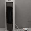 PELONIS 23 Oscillating Ceramic Tower Space Heater with Remote & Thermostat, Electric Energy Efficient Floor Heater for Indoor Use Large Room Safe with Timer, ECO Mode, 1500W, White