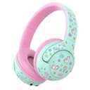 iClever BTH27 Toddler Headphones for 2+ Year Old-CPC Certified, 75/80dBA Safe Volume Limited, 74H Playtime, Bluetooth 5.4, BPA Free, Kids Bluetooth Headphones Aux Cord for Travel iPad, Green/Pink