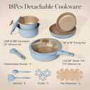 CAROTE 18Pcs Pots and Pans Set, Titanium kitchen Pan Set, Nonstick Cookware Set Detachable Handle, Induction kitchen cookware Non Stick, RV Cookware Sets, Oven Safe, Blue