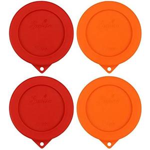 Sophico 1 Cup Round Silicone Storage Cover Lids Replacement for Anchor Hocking and Pyrex 7202-PC Glass Bowls (Container not Included) (Orange - Red)