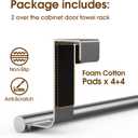 Over-Cabinet Door Towel Rack, 14-inch Extra-Wide Stainless Steel Bar for Kitchen & Bathroom Cabinets (NOT for Room Doors), Fits Cabinet/Wardrobe Doors up to 0.8", 2 Pack, Sliver