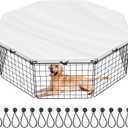 8 Panel 24 Inch Dog Playpen Cover, Dog Pen Cover, Cover for Dog Playpen Suitable for Octagon Metal Exercise Pet Pen can Rain Proof Shade with Sixteen Rope Knots