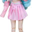 1/3 BJD Doll, 22 Movable Joints Full Set Doll with Long Curly White-Blue Gradient Hair, Pink Outfit & Shoes, Collectible Fashion Ball Jointed Doll for Girls Gift, 21.7 inches