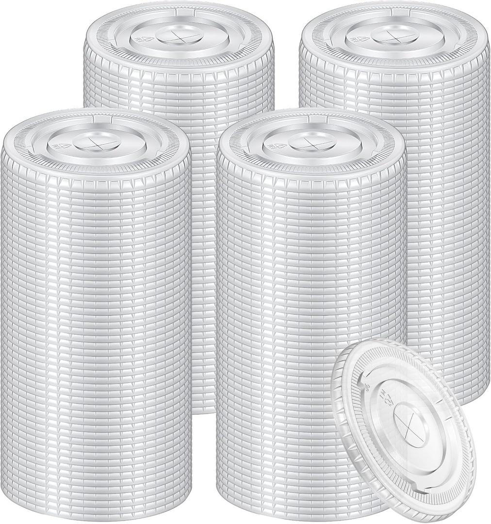 200 Clear Plastic Lids | 3.9 inch (98mm) Universal Flat Lids with Straw Slot | Fits 12, 16, 20, 24 oz Cold Drink Cups - Disposable & Leak-Resistant (PET, 200 Count)