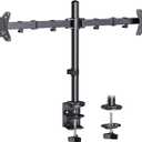 ErGear Dual Monitor Desk Mount for 1334 Monitors up to 26.5 lbs, Fully Adjustable Monitor Stand Holds 2 Computer Screens, Heavy-Duty Dual Monitor Arm with C-Clamp & Grommet Base, Black, EGCM13B