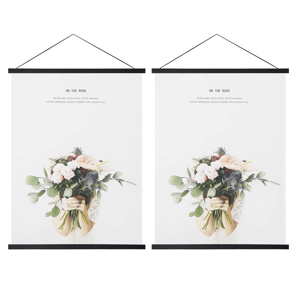 Miaowater 2 Pack Poster Frame,28x28 28x32 28x36 28x40 Magnetic Light Wood Wooden Frames Hanger for Photo Picture Art Canvas Print Artwork Wall Hanging Teak Wood 28''