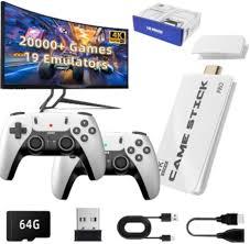 2.4G Wireless Controller Video Game Console Gamepad,4k Ultra HD Game Stick-Supports Wireless Dual Play,24000+ Classic Video Games for Smart TV, for Kids,Plug & Play 2-Player Game Set -10 Emulators