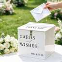 White Acrylic Card Box with Slot & Lock, DIY Large Wedding Card Boxes for Reception, Elegant Money Envelop Card Box for Party Wedding Birthday Baby Shower Graduation Table Decor