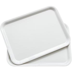 17 x 12 inches Melamine Serving Tray, Dinner Plate Tray, Serving Platter for Appetizers, Breakfast, Drinks, Barbecues and Parties, White, Set of 2