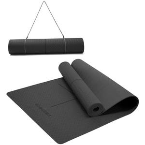 Ewedoos Eco Friendly Yoga Mat with Alignment Marks TPE Yoga Mat Non Slip Hot Yoga Mat Thick 1/4'' Anti-Tear Surfaces Exercise Mats for Home Workout Fitness Pilates