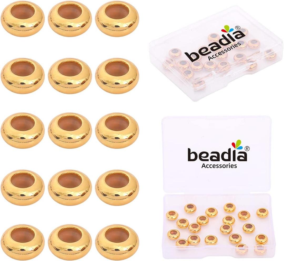 18K Gold Plated Stopper Beads 8x4mm 20pcs Rondelle Insert Silicon Length Adjust Spacer Beads for Jewelry Making Findings