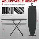 Ironing Board Full Size 54x14, RAINHOL Heavy Duty Iron Board with Thick Padded Cover, Height Adjustable Ironing Boards with Smart Hanger, Heat-Resistant Silicone Pad Iron Rest Black, 54"L x 14"W