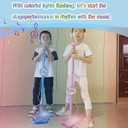 Kids Karaoke Microphone with Adjustable Stand,Standing Mic for Portable Singing, Retractable Headset for Music Sing-along,Flashing Stage Light Base for Aged 3-6 Boys Girls Pink