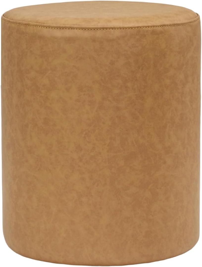 Get Set Style Modern Round Ottoman with Soft Padded Seat, Multifunctional Vanity Stool for Makeup, Upholstered Footrest Stool Ottoman Foot Stool for Living Room, Bedroom (Brown)