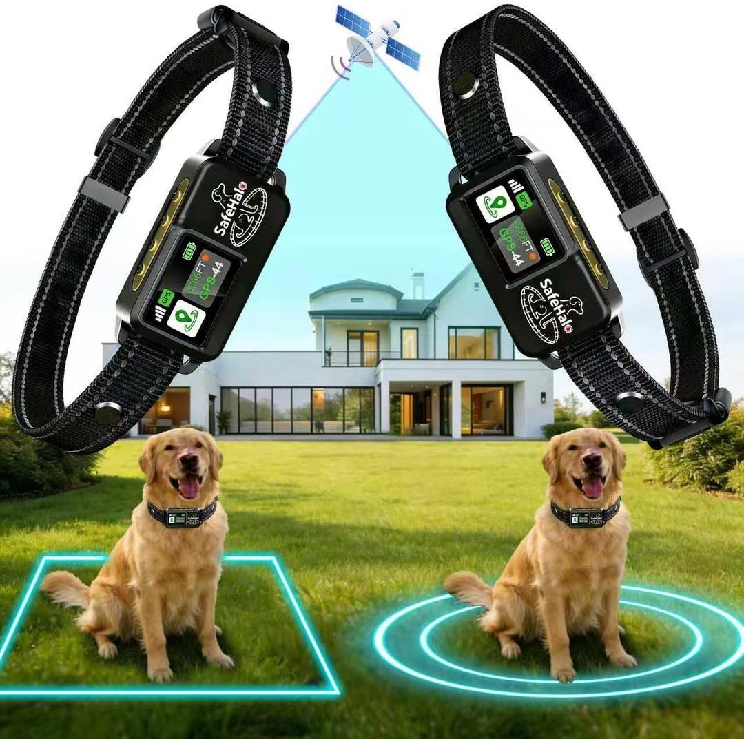 GPS Wireless Dog Fence System – Adjustable 65-6800 ft, Invisible Electric Anti Escape Collar Fence with 3 Training Modes, Waterproof. Stops Digging & Jumping, No Subscription, for Medium & Large Dogs