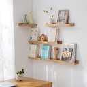 Long Floating Shelf 36 Inch Natural Wood Shelves, Rustic Display Books Picture Ledge Shelf for Wall Mounted, Natural Solid Oak Wood Shelf, Easy to Install, Natural Color, 36 *4 *1.5 (1 Pack)