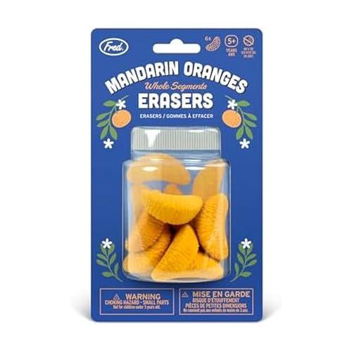 2 Pack Genuine Fred Mandarin Orange ERASERS, Set of 6, Quality Materials, Fun Desk Accessory, Perfect for School, Home, or Office, Gift-Ready Packaging