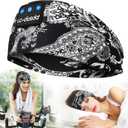 LC-dolida Sleep Headphones Bluetooth Headband Music Headband Wireless Band Headband Headphones with Thin HD Stereo Speakers Perfect for Side Sleepers, Sport, Yoga, Travel (Boho)