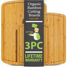 Bambusa Collection Bamboo Cutting Boards for Kitchen, Wooden Cutting Board Set of 3, Natural, Organic & Food Safe Surface, Reversible Large, Medium & Small Wooden Chopping Boards with Juice Grooves